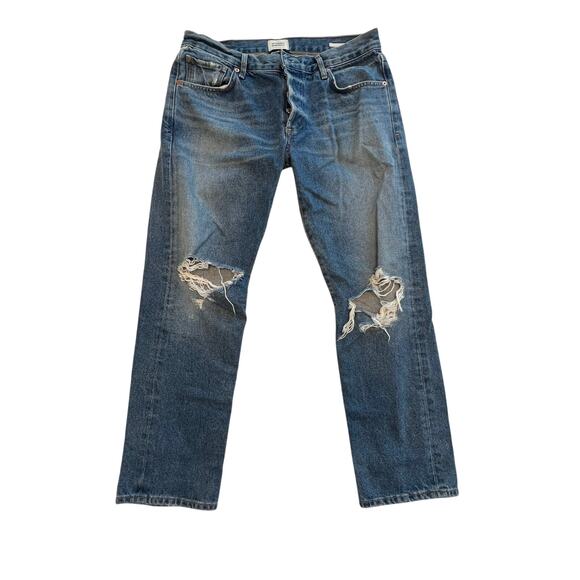 Citizens of Humanity Women’s Emerson Button Fly Cropped Distressed Jeans Size 28 - Picture 1 of 10